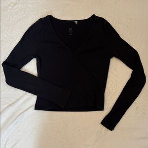 Black V-Neck “Wrap” Top